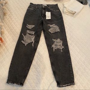 NWT ZARA Mom Fit Black Jeans size 6